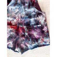 Load image into Gallery viewer, Ice Dyed Vintage Overall Shorts Pink Blue Purple
