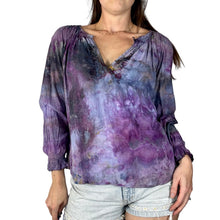 Load image into Gallery viewer, Vintage 1970s Hand Dyed Cotton Smocked Boho Blouse
