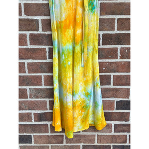 Antique Hand Dyed Slip Dress Butter Yellow Lime Green Nightgown Lingerie