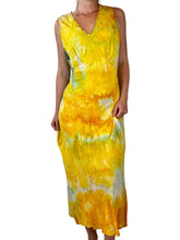 Load image into Gallery viewer, Antique Hand Dyed Slip Dress Butter Yellow Lime Green Nightgown Lingerie
