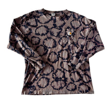 Load image into Gallery viewer, Navy &amp; Purple Shibori Bleach Dyed Carhartt T-Shirt Long Sleeve Size Large
