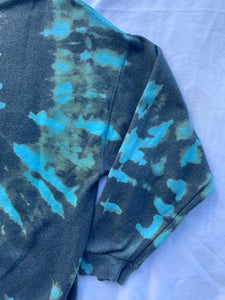 Reverse Tie Dyed Blue and Gray Crew Neck Sweatshirt