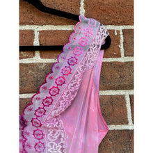 Load image into Gallery viewer, Antique Hand Dyed Slip Dress Pink &amp; Purple Ice Dye Rayon Lace Trim
