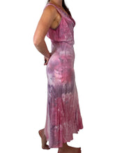 Load image into Gallery viewer, Antique Hand Dyed Slip Dress Pink &amp; Purple Ice Dye Rayon Lace Trim

