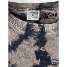 Load image into Gallery viewer, Navy &amp; Purple Shibori Bleach Dyed Carhartt T-Shirt Long Sleeve Size Large
