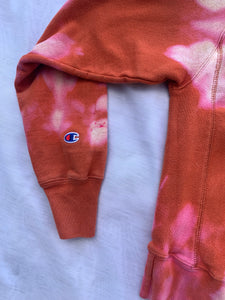 Reverse Tie Dyed Orange and Pink Hoodie Sweatshirt