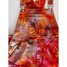 Load image into Gallery viewer, Ice Dyed Vintage Overall Shorts Pink and Orange
