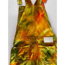 Load image into Gallery viewer, Ice Dyed Vintage Overall Shorts Green and Yellow
