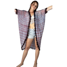 Load image into Gallery viewer, Vintage 80s Hand Ice Dyed Blue Purple Cocoon Duster Mara

