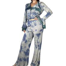 Load image into Gallery viewer, Vintage 1970s Blue Tie Dye Flare Set
