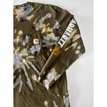 Load image into Gallery viewer, Green &amp; Blue Spiral Reverse Dyed Carhartt T-Shirt Long Sleeve Size Large
