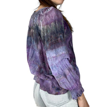 Load image into Gallery viewer, Vintage 1970s Hand Dyed Cotton Smocked Boho Blouse
