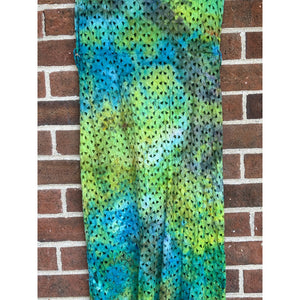 Antique 1940s Hand Dyed Cotton Eyelet Dress Green Blue