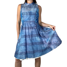 Load image into Gallery viewer, Vintage 1950s Hand Dyed Blue Ice Dye Fit &amp; Flare Cotton Dress
