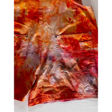 Load image into Gallery viewer, Ice Dyed Vintage Overall Shorts Pink and Orange
