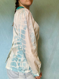 Hand Dyed Pastel Blue Vintage Blouse