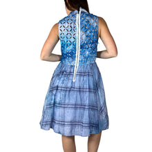 Load image into Gallery viewer, Vintage 1950s Hand Dyed Blue Ice Dye Fit &amp; Flare Cotton Dress
