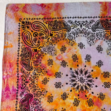 Load image into Gallery viewer, Vintage Hand Dyed Cotton Bandana Pink Orange Upcycled 26 Inch Square Neckerchief
