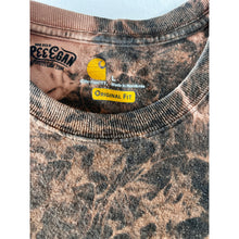 Load image into Gallery viewer, Black &amp; Orange Bleach Dyed Carhartt T-Shirt Short Sleeve Size Large
