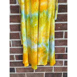 Antique Hand Dyed Slip Dress Butter Yellow Lime Green Nightgown Lingerie