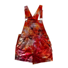 Load image into Gallery viewer, Ice Dyed Vintage Overall Shorts Pink and Orange
