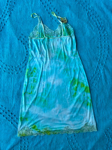 Lime Green and Turquoise Tie Dye Slip Dress