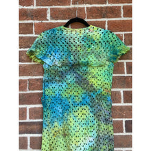 Load image into Gallery viewer, Antique 1940s Hand Dyed Cotton Eyelet Dress Green Blue
