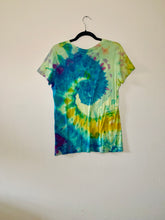 Load image into Gallery viewer, Hand Dyed T-shirt - Blue and Green Spiral
