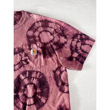 Load image into Gallery viewer, Maroon &amp; Pink Shibori Bleach Dyed Carhartt T-Shirt Short Sleeve Size Large

