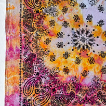 Load image into Gallery viewer, Vintage Hand Dyed Cotton Bandana Pink Orange Upcycled 26 Inch Square Neckerchief
