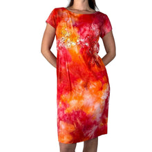 Load image into Gallery viewer, Vintage 1950s Hand Dyed Cotton Floral Lace Dress
