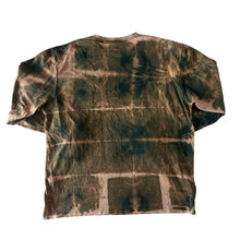 Load image into Gallery viewer, Green &amp; Tan Shibori Bleach Dyed Carhartt T-Shirt Long Sleeve Size Large
