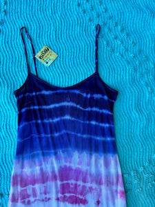 Ombre Navy Blue and Pink Tie Dye Slip Dress