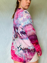 Load image into Gallery viewer, Ice Dyed Pink and Purple Cotton Button Up Blouse
