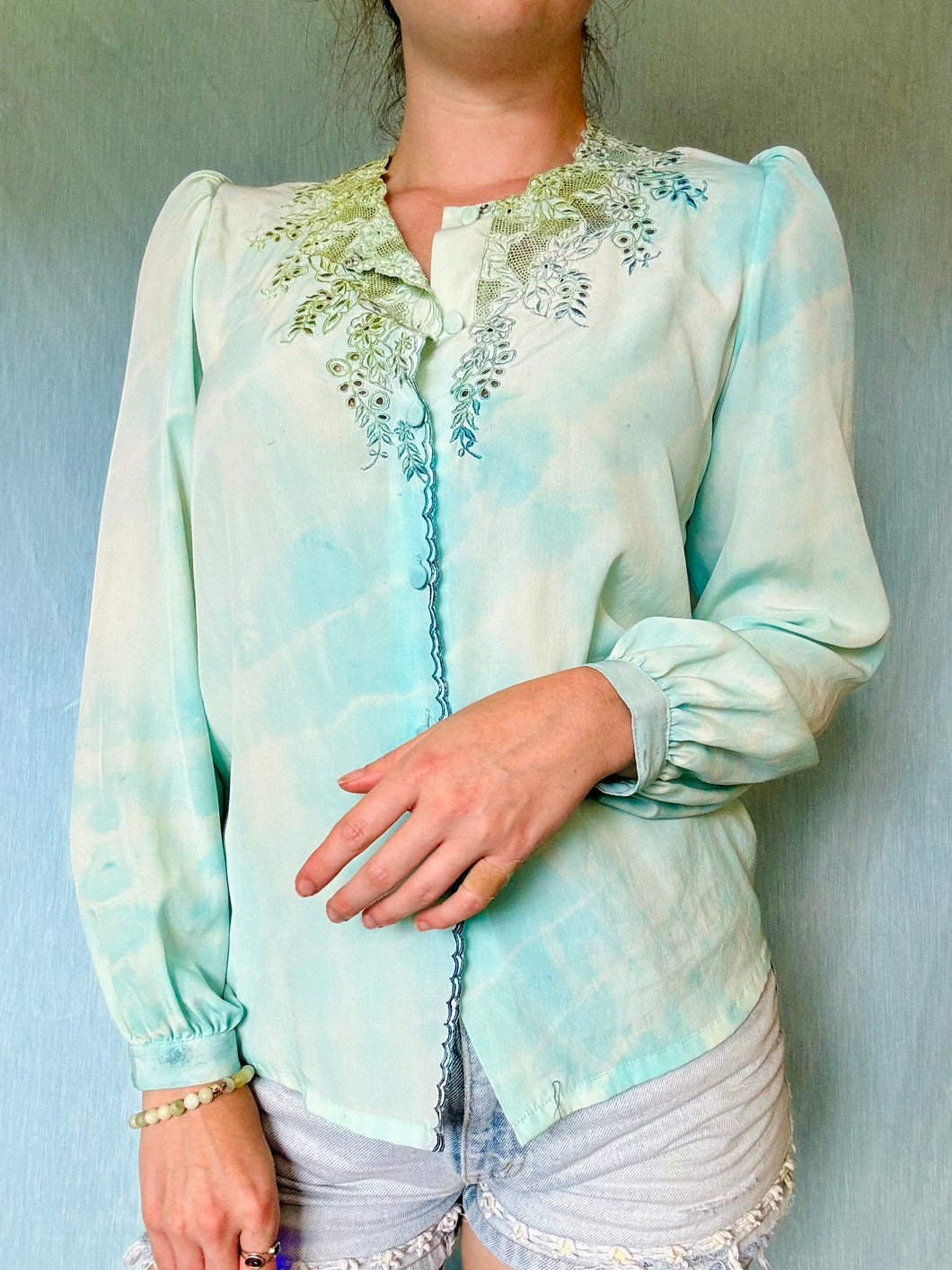 Hand Dyed Pastel Vintage Blouse