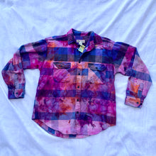 Load image into Gallery viewer, Ice Tie Dyed Blue Pink and Orange Flannel
