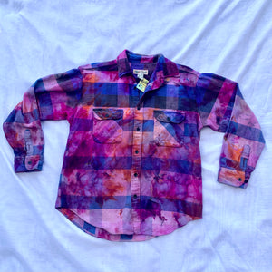 Ice Tie Dyed Blue Pink and Orange Flannel