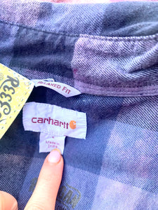 Dip Dyed Blue and Purple Carhartt Flannel Shirt