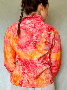 Ice Dyed Cotton and Embroidered Button up Blouse