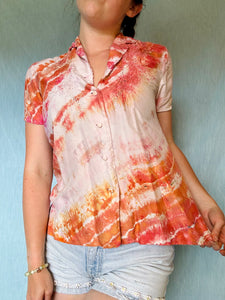 Shibori Dyed Vintage Silk Blouse