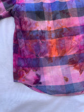 Load image into Gallery viewer, Ice Tie Dyed Blue Pink and Orange Flannel
