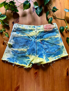 Reverse Tie Dye Levi Denim Cut Off Shorts