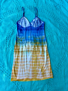 Blue and Orange Tie Dye Slip Dress