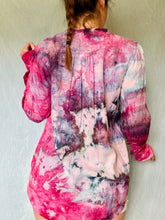 Load image into Gallery viewer, Ice Dyed Pink and Purple Cotton Button Up Blouse
