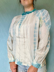 Hand Dyed Pastel Blue Vintage Blouse