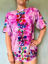 Load image into Gallery viewer, Ice Dyed Pink Boho Vintage Top with Embroidery
