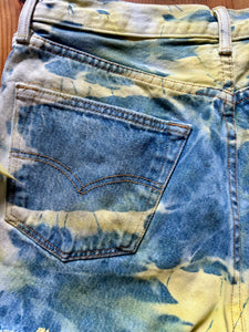 Reverse Tie Dye Levi Denim Cut Off Shorts