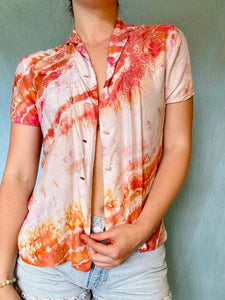 Shibori Dyed Vintage Silk Blouse