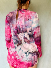 Load image into Gallery viewer, Ice Dyed Pink and Purple Cotton Button Up Blouse
