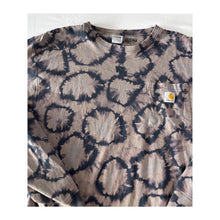 Load image into Gallery viewer, Navy &amp; Purple Shibori Bleach Dyed Carhartt T-Shirt Long Sleeve Size Large
